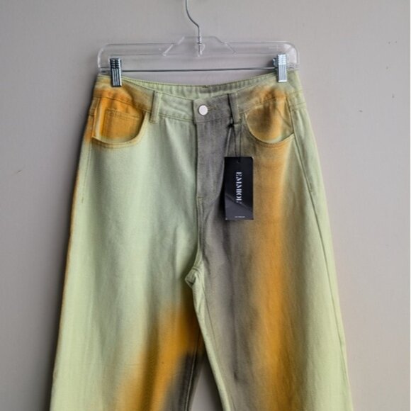 NWT Emmiol tie dye multicolored wide leg jeans - Picture 2 of 5